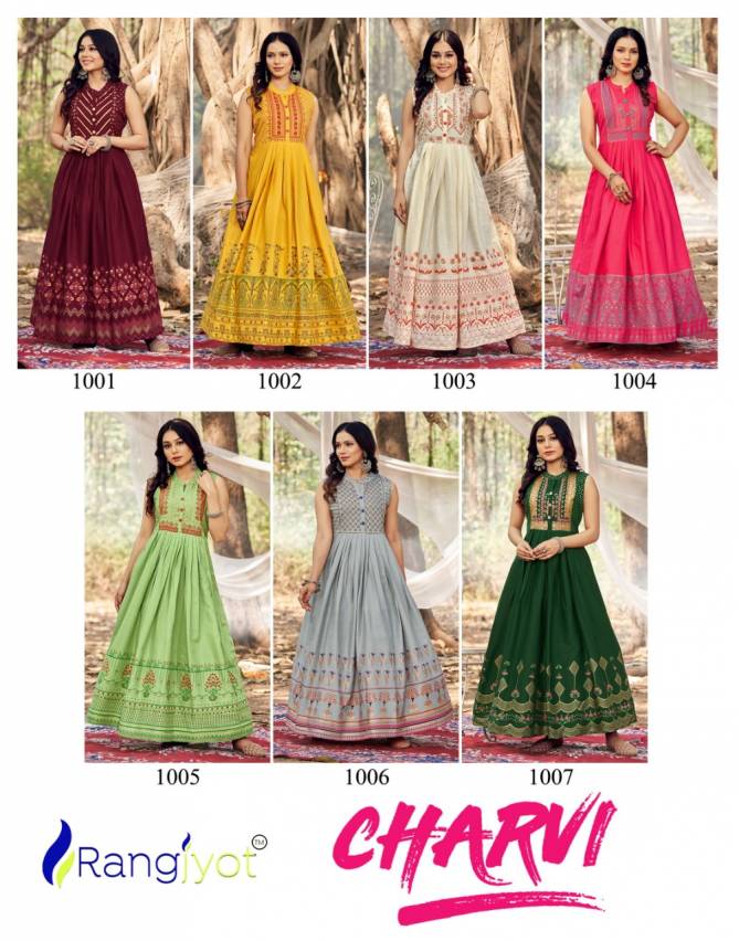 Rangjyot Charvi Classic New Designer Festive Wear Cotton Long Anarkali Kurti Collection